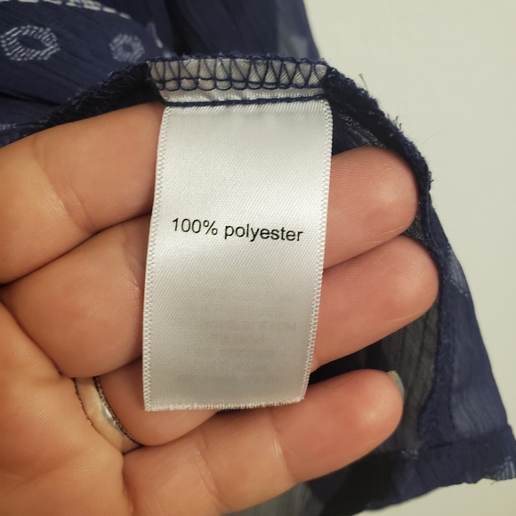 Maurices Womens Purple White Chevron Design Long Sleeve Sheer Polyester Blouse - Picture 3 of 7